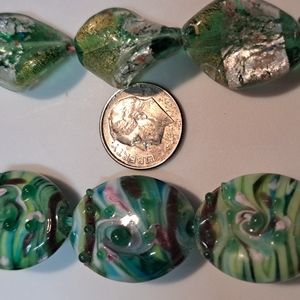 Vintage handmade hand painted glass beads for jewelry making